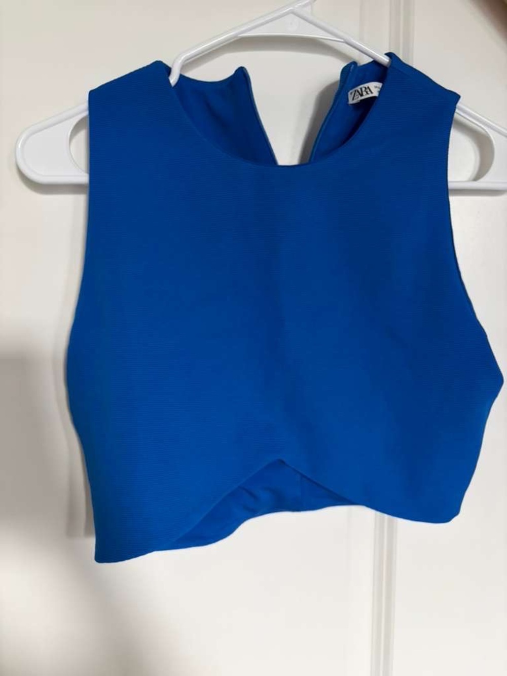 Zara Cobalt Blue Cropped High-Neck Tank